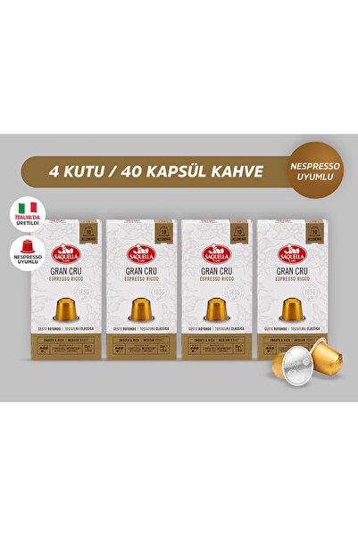 Saquella Grand Cru Kapsül Kahve 40 Adet 4'lü Set