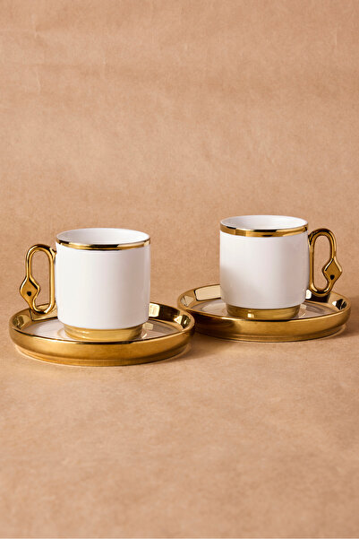 Perotti Cihangir Gold 2-Person Porcelain Coffee Cup Set
