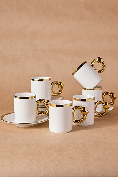 Perotti Cihangir Gold 6-Person Porcelain Coffee Cup Set