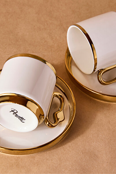 Perotti Cihangir Gold 2-Person Porcelain Coffee Cup Set