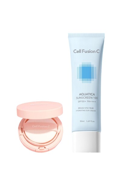 Cell Fusion C Aquatica Tüm Cilt Tipleri Için Yüksek Koruyucu Ve Tone Up Cusion Güneş Kremi Seti