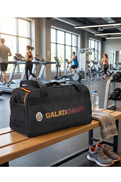 Galatasaray Lisanslı Logolu 2 Bölmeli File Garni Detaylı Spor Çantası (25564)
