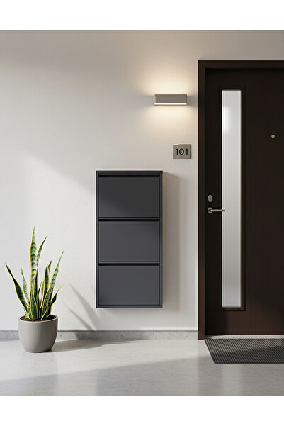 MEYORA 3'lü Metal Ayakkabılık - Antrasit - 7016