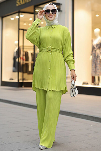 Neva Style Κίτρινο Πλισέ Τζιν Σετ Δύο Τεμάχια - 100044ASR