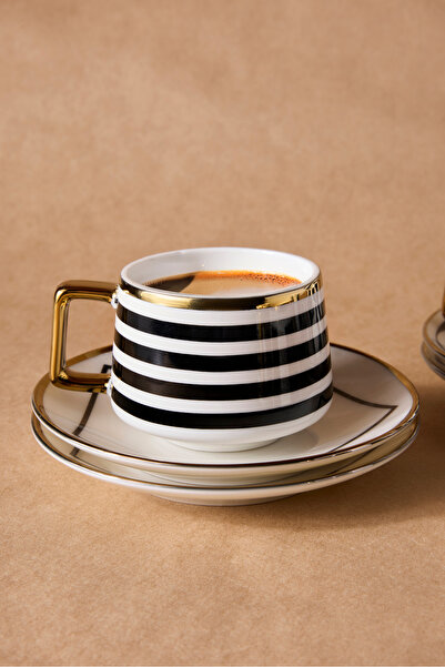 Perotti Cihangir 6-Person Porcelain Striped Coffee Cup Set