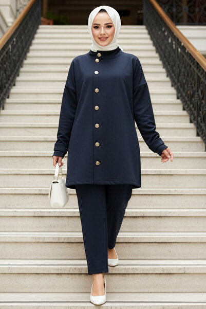 Neva Style Синій комплект одягу для мусульманок - на ґудзиках, 12391L