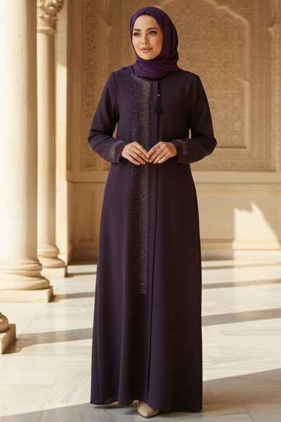 Neva Style Абая з покриттям - з бісерними деталями, бордовий 26331MU