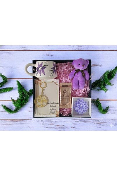 MARMORİ MOR ÇİÇEKLİ EL YAPIMI KUPA EPOKSİ ANAHTARLIK FERRERO ÇİKOLATALI AYICI...