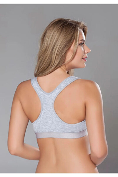 MOONLİGHT Moonlight 2149 Γκρι φερμουάρ μπροστά Ανοιγόμενο πίσω αθλητικό βαμβακερό σουτιέν