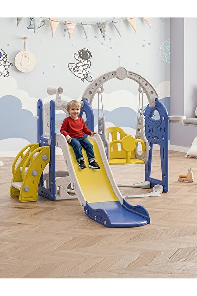 Venpara 5-in-1 Kids Slide and Swing Set with Basketball Hoop, Storage & Telescope