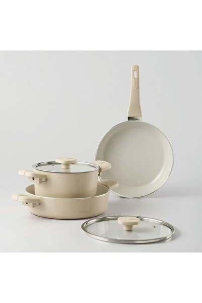 Jumbo Swiss Crystal Dark Cream 5 Piece Cookware Set