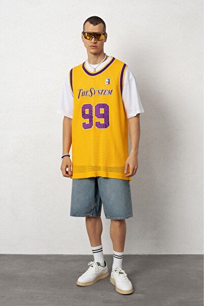 Plus Eighteen The System 99 Yellow Knitwear Men's Tank Top