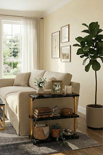 Euromob 3 Raflı, Yan Sehpa, Koltuk yanı, Orta Sehpa, Kitaplık, Sehpa, Gold Metal