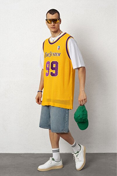 Plus Eighteen The System 99 Yellow Knitwear Men's Tank Top