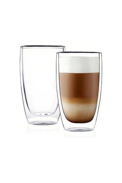 KRASINO Set of 2 Krasino Selory glasses, double walls, heat-resistant glass, 380 ml