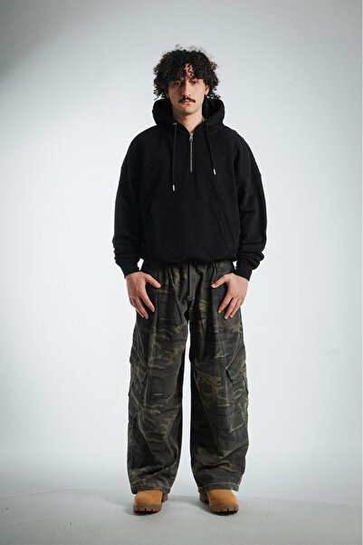 No Future Street Style Half Zip Oversize Men's Hoodie Nf0336Sy