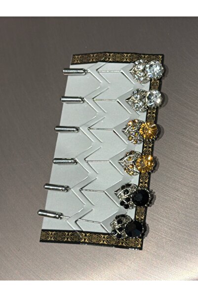 Hürrem Aldinç Çiçekli Yaprak Taşlı Eşarp Şal Iğnesi