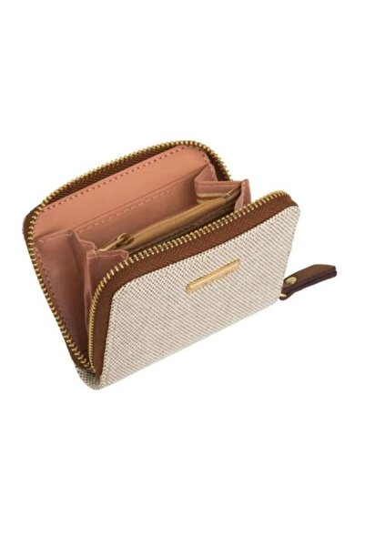 Silver Star Mini Beige Brown Wallet for Women 11 x 9 x 3 cm