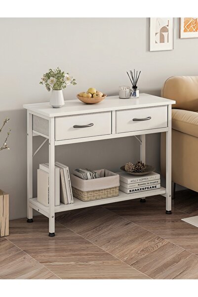 Venpara Console Table for Entryway, Sofa Table with 2 Large Drawers, 2-Tier Storage Organizer