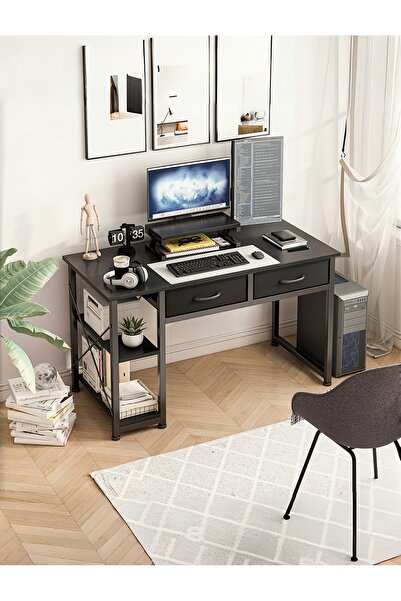 Venpara طاولة دراسة بإطار مزدوج وأدراج قماشية - مكتب كمبيوتر مقاوم للماء مع أرجل قابلة للتعديل