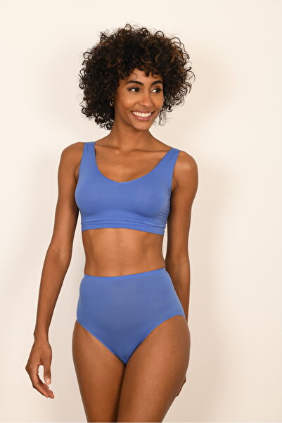 BICCA Seria Casey, model confortabil cu talie înaltă, chiloți confortabili, albastru