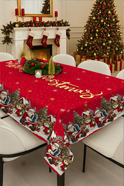 MonoHome Christmas Tablecloth New Year's Eve- 5D Digital Design Special Weaving Merry Christmas Red