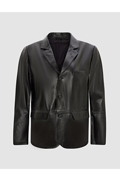 İLVİ Reda Genuine Leather Black Men's Jacket