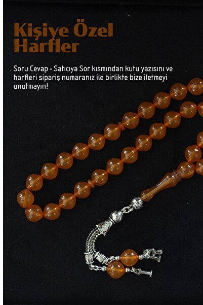 Tesbih Otağı Special Lettered Fire Amber Prayer Beads – Premium Special Boxed Gift Set - Certified Amber