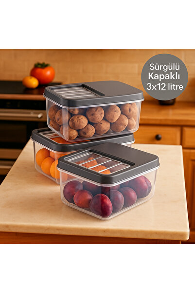 Nesto Home 12 لتر غطاء منزلق سهل متعدد الأغراض للأغذية والبقوليات وما إلى ذلك...