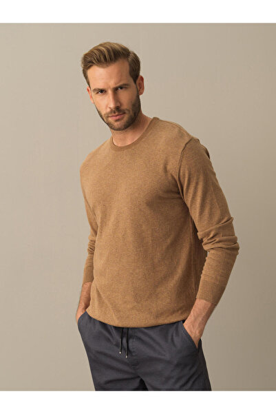 Xint Erkek Camel Pamuk Dokulu Regular Fit Basic Kazak