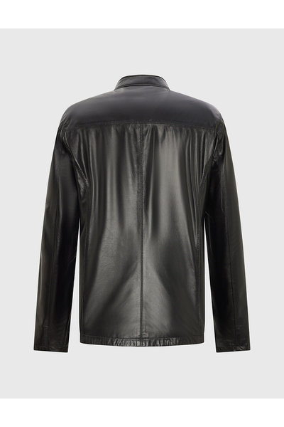 İLVİ Haji Genuine Leather Black Men's Coat