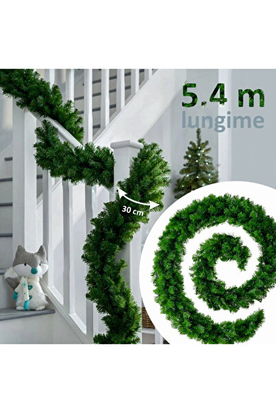 PROCART Ghirlandă decorativă de lux din pin, realizată din crengi artificiale de brad, lungime 5,4 m, ace 3D