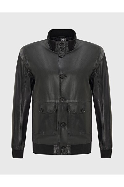 İLVİ Percival Genuine Leather Black Men's Jacket