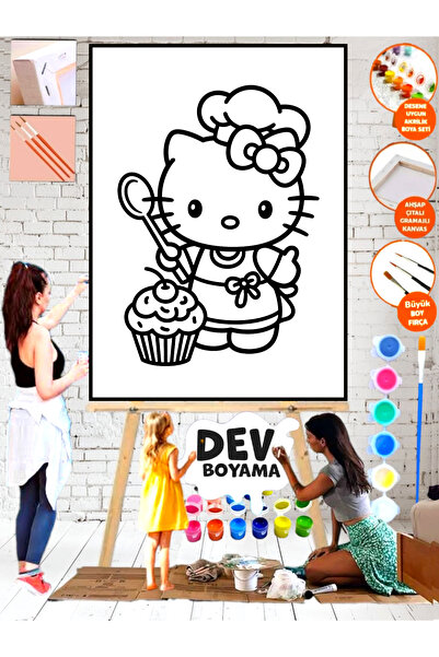 Elittablo MEGA Boyama Sayılarla Helo boyama 25x35 Kanvas Tuval akrilik Çocuk ...