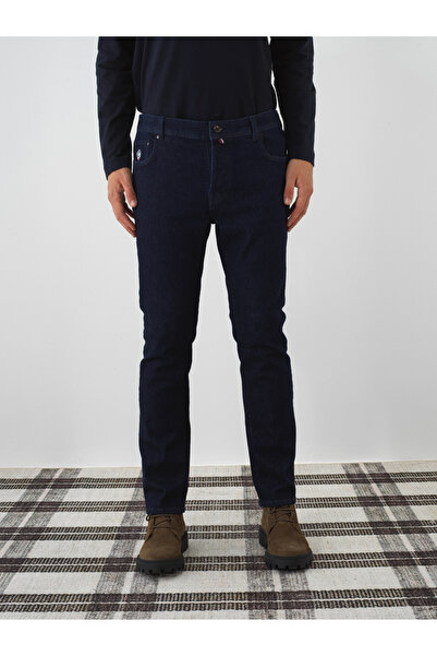Xint Erkek Lacivert Pamuk Dokulu Slim Fit Denim Pantolon