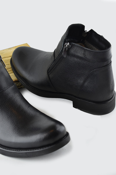 ISPARTALILAR 3406 Γνήσιο δέρμα Ανδρικές Μπότες Παπούτσια με Γούνα Εσωτερικά Ορθοπεδική Σόλα Δερμάτινες Μπότες με φερμουάρ