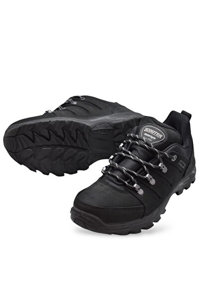 Scooter 5557 Ορθοπεδικά ΑΔΙΑΒΡΟΧΑ Γνήσιο Δερμάτινο Ανδρικά Μαύρα Παπούτσια Μπότες εξωτερικού χώρου