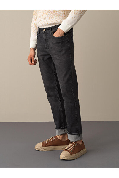 Xint Erkek Gri Pamuk Dokulu Pamuklu Slim Fit Denim Pantolon