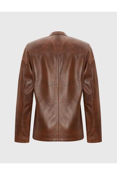 İLVİ Haji Genuine Leather Tan Men's Coat