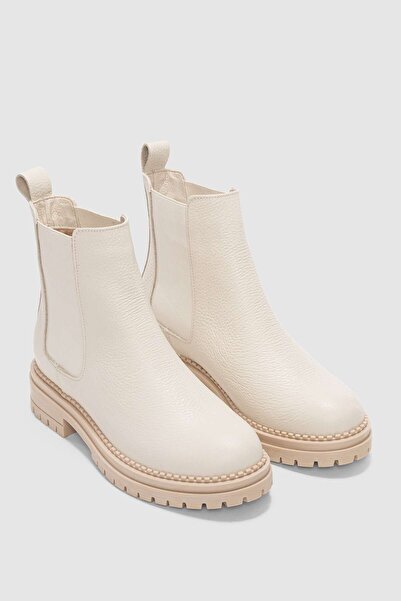 selin shoes Γυναικείες κοντές μπότες ελαστικές από γνήσιο δέρμα Whitney - EKRU