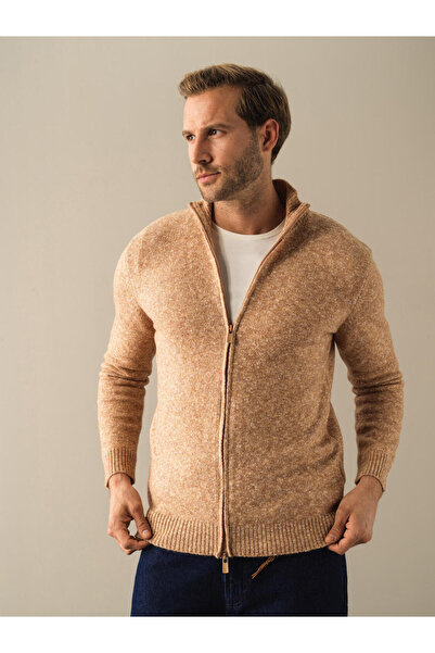 Xint Camel Yumuşak Dokulu Regular Fit Triko Hırka