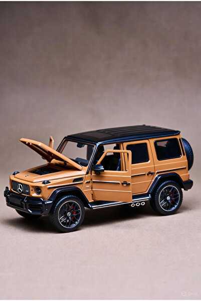 Vision XXI Mercedes G63 metal model with sound and lights, 15 cm, 1:32 scale, pull back, cognac brown