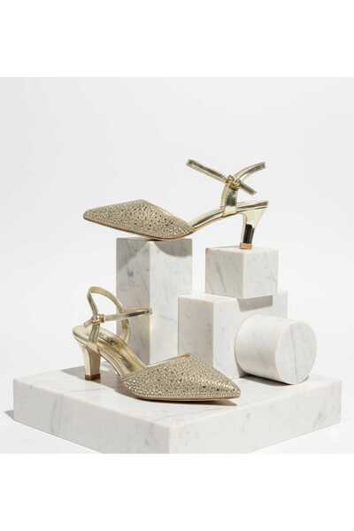 Btr صندل كعب نسائي بحجار الزكون كعب وسط مريح جدا في اللبس