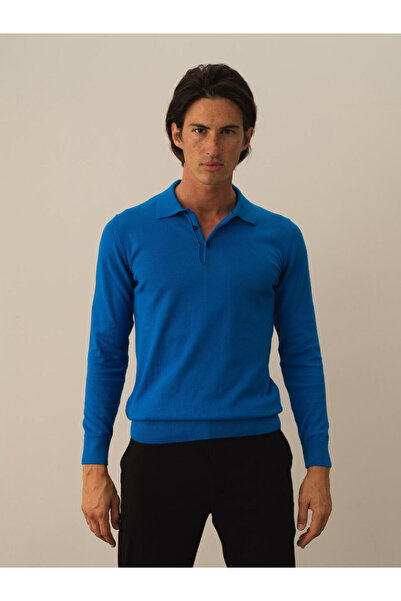 Xint Erkek Mavi Polo Yaka Regular Fit Basic Kazak