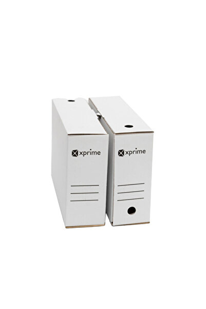 XPRİME Set of 10 cardboard filing boxes 345 x 245 x 150 mm white