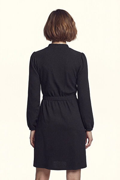 armonika Γυναικείο φόρεμα με βελούδινο μπλε ναυτικό με λαιμόκοψη σε σχήμα V με ελαστική μέση λεπτή F κοτλέ φορέματα ARM-25K001049