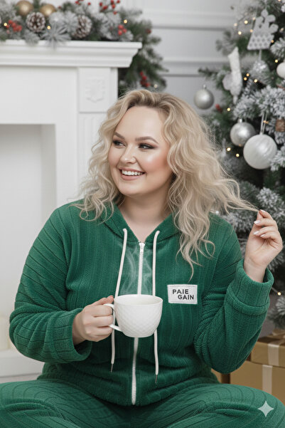 Miss Meryem Yılbaşı Yeşil Welsoft Yumuşak Sıcak Tutan Rahat Büyük Beden Full ...