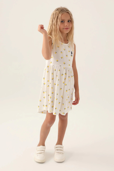 U.S. Polo Assn. U.S. Polo Assn лицензирана рокля Heart Dress жълта за момичета