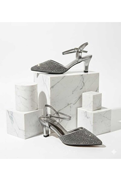 Btr صندل كعب نسائي بحجار الزكون كعب وسط مريح جدا في اللبس