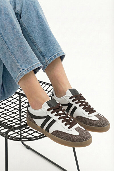 Marjin Women's Sneaker Lace-Up Flat Sole Sports Shoes Tiyone Brown